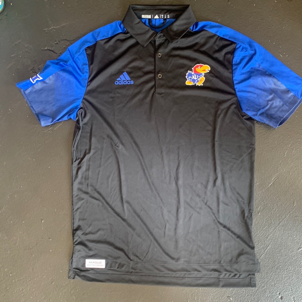 NWOT Mens Kansas Jayhawks Adidas Polo Size Medium